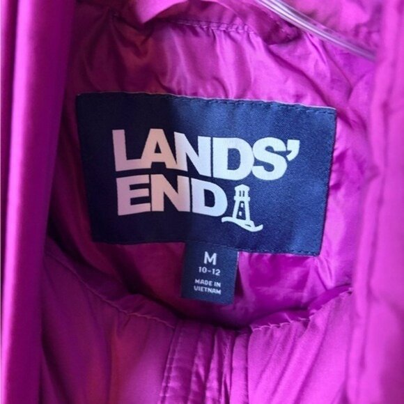Lands' End Women's Down Puffer Jacket in Magenta Size M (8-10) - Picture 3 of 8